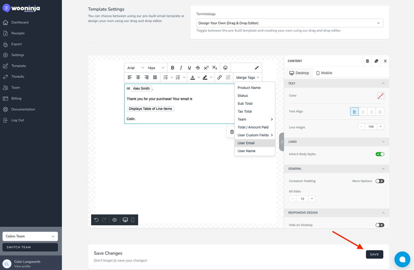 How can I alter or edit the Thinkific invoice emails? - WooNinja